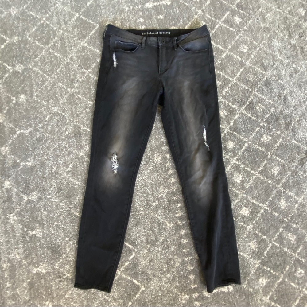 Articles of Society distressed black skinny jeans